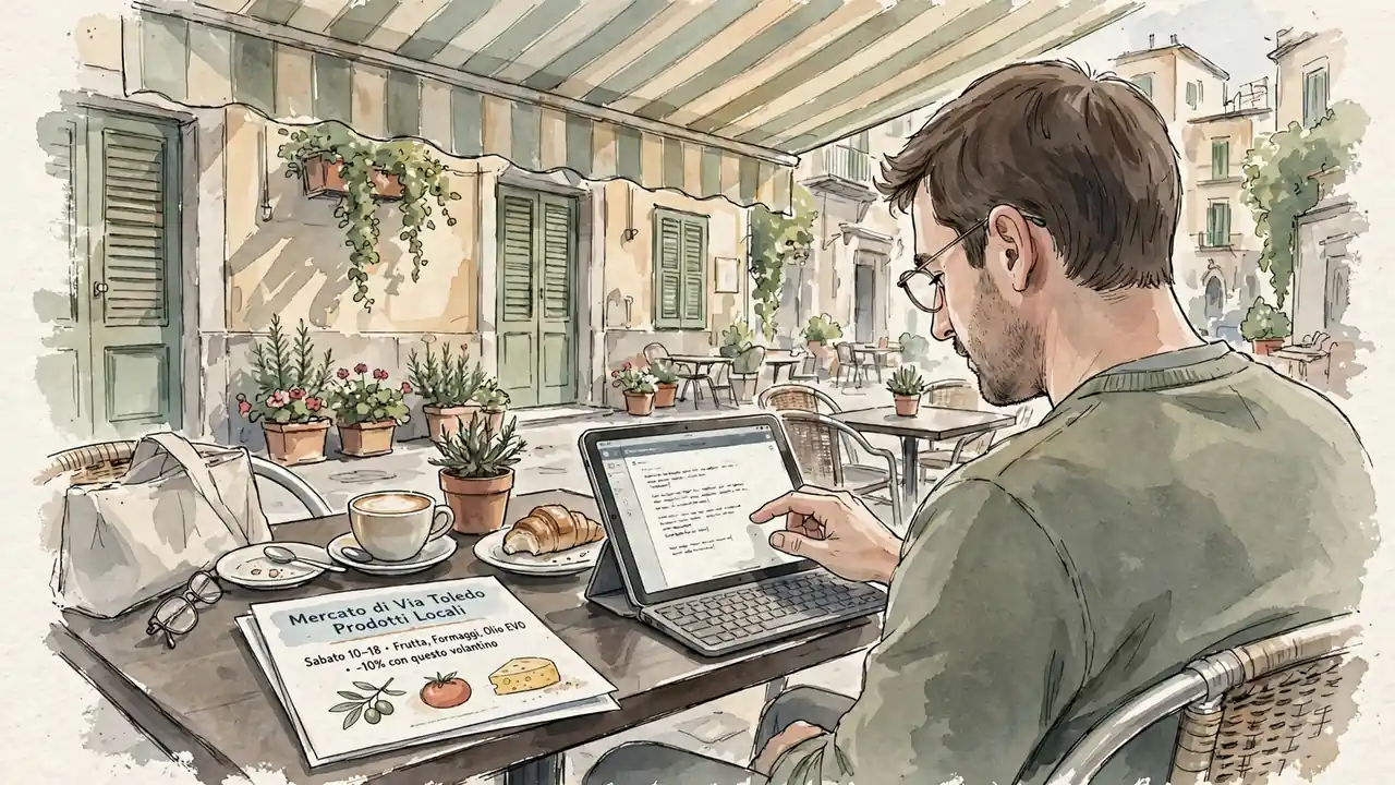Persona salva offerta su tablet al caffè di Napoli
